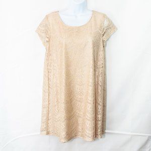 NEW Socialite Lace Overlay Dress Juniors Large L Gold Metallic Coquette CC07X